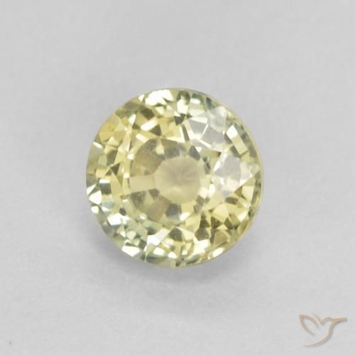 Zafiro Medium Light-Yellow natural de 0.46 ct, Redondo, VVS