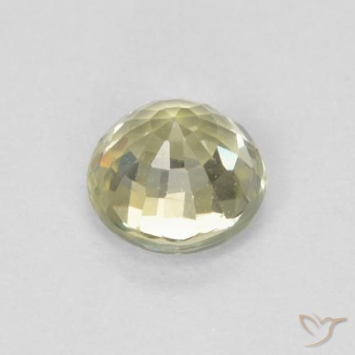 Zafiro Medium Light-Yellow natural de 0.46 ct, Redondo, VVS