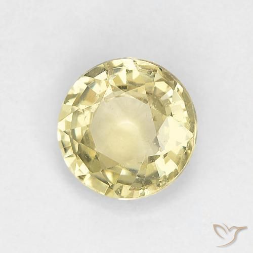 Zafiro Amarillo claro natural de 0.82 ct, Redondo, VS