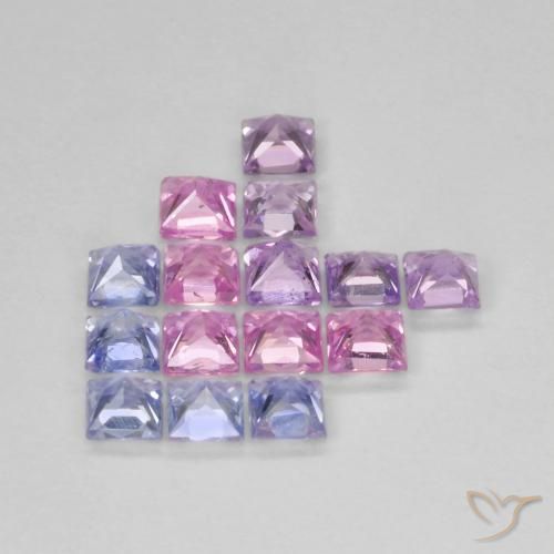 Gemas de Zafiro Multicolor natural de 1.41 ct, Cuadrado, VS