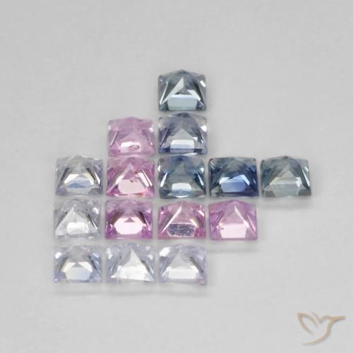 Gemas de Zafiro Multicolor natural de 1.47 ct, Cuadrado, VS