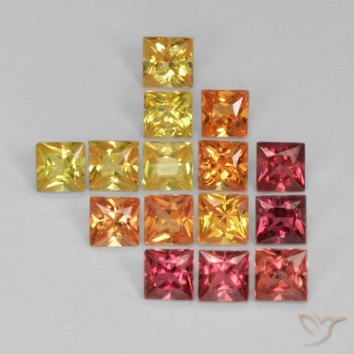 Gemas de Zafiro Multicolor natural de 1.47 ct, Cuadrado, VS