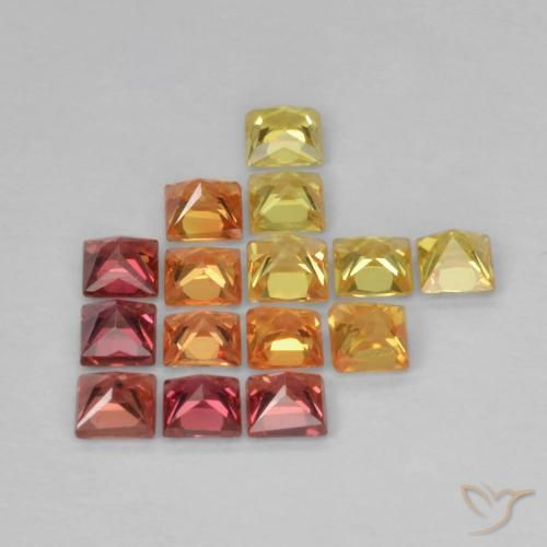 Gemas de Zafiro Multicolor natural de 1.47 ct, Cuadrado, VS
