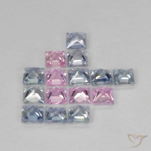 Gemas de Zafiro Multicolor natural de 1.42 ct, Cuadrado, VS