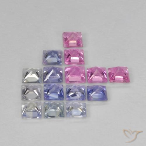 Gemas de Zafiro Multicolor natural de 1.36 ct, Cuadrado, VS