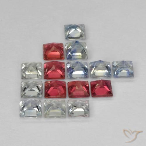 Gemas de Zafiro Multicolor natural de 1.65 ct, Cuadrado, VS