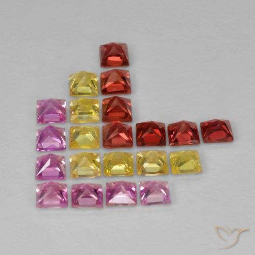 Gemas de Zafiro Multicolor natural de 2.25 ct, Cuadrado, VS