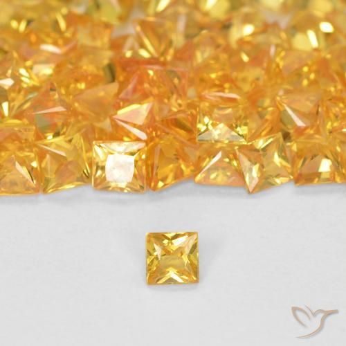 0.07ct Natural Dorado naranja Zafiro, Cuadrado, VS