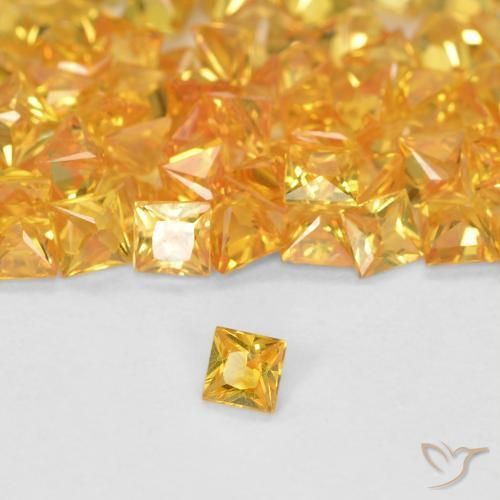 Zafiro Dorado naranja natural de 0.07 ct, Cuadrado, VS