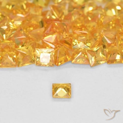 Zafiro Dorado naranja natural de 0.07 ct, Cuadrado, VS