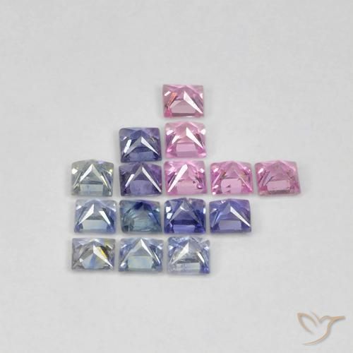 Gemas de Zafiro Multicolor natural de 1.40 ct, Cuadrado, VS