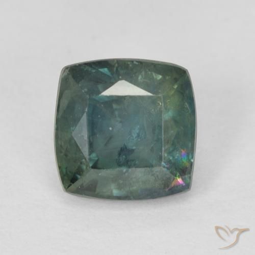 1.14ct Natural Verde azulado oscuro Zafiro, Forma Cojín, VS-SI