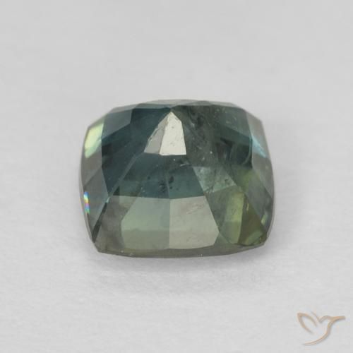 Zafiro Verde azulado oscuro natural de 1.14 ct, Forma Cojín, VS-SI