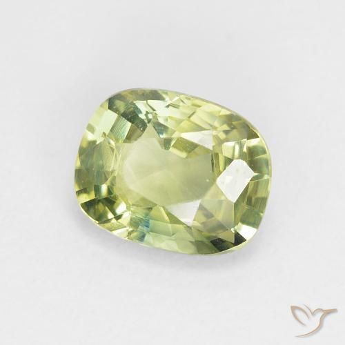 Zafiro Verde muy claro natural de 1.09 ct, Forma Cojín, VVS-VS