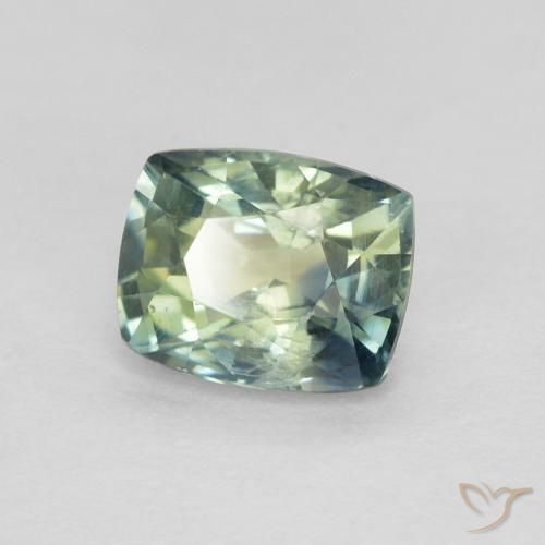 Zafiro Verde-azul natural de 0.77 ct, Forma Cojín, VS