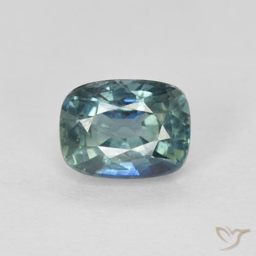 1.08ct Natural Azul verdoso Zafiro, Forma Cojín, VS