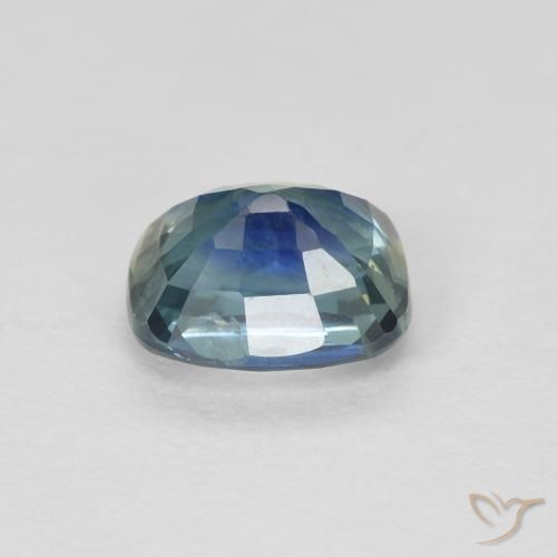 Zafiro Azul verdoso natural de 1.08 ct, Forma Cojín, VS