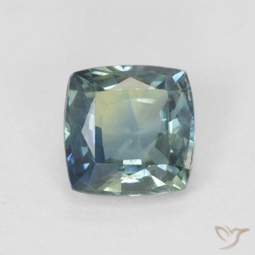 0.91ct Natural Azul verdoso Zafiro, Forma Cojín, VS