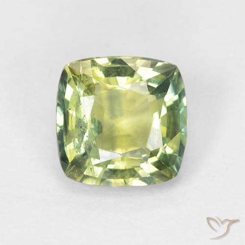 1.19ct Natural Verde amarillento Zafiro, Forma Cojín, VS