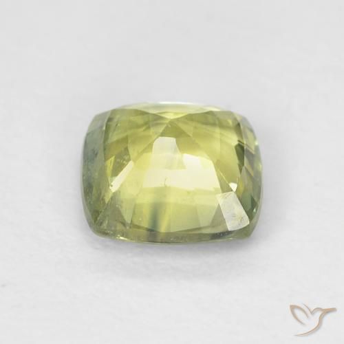 Zafiro Verde amarillento natural de 1.19 ct, Forma Cojín, VS