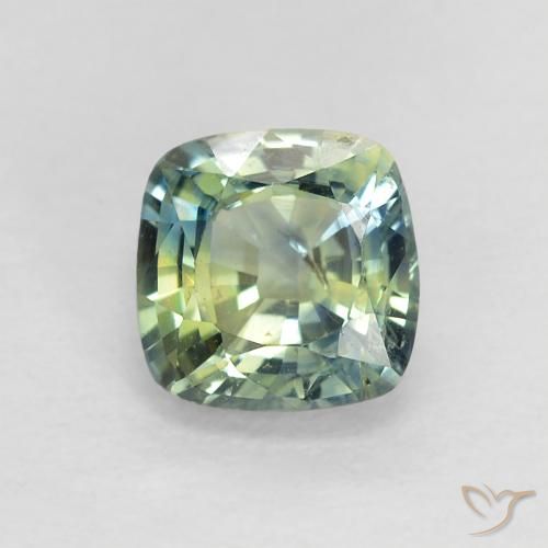 0.89ct Natural Azul verdoso Zafiro, Forma Cojín, VS