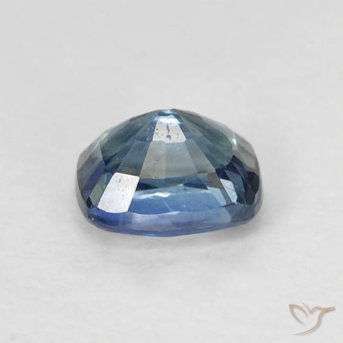Zafiro Verde azul medio natural de 0.81 ct, Forma Cojín, VS