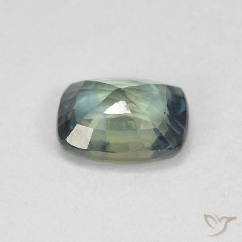 Zafiro Verde azul medio natural de 0.79 ct, Forma Cojín, VS