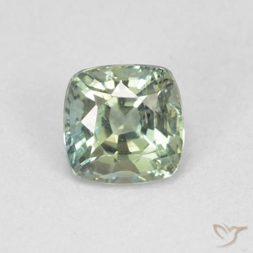 0.84ct Natural Verde pálido Zafiro, Forma Cojín, VS