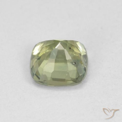 Zafiro Verde pálido natural de 0.84 ct, Forma Cojín, VS