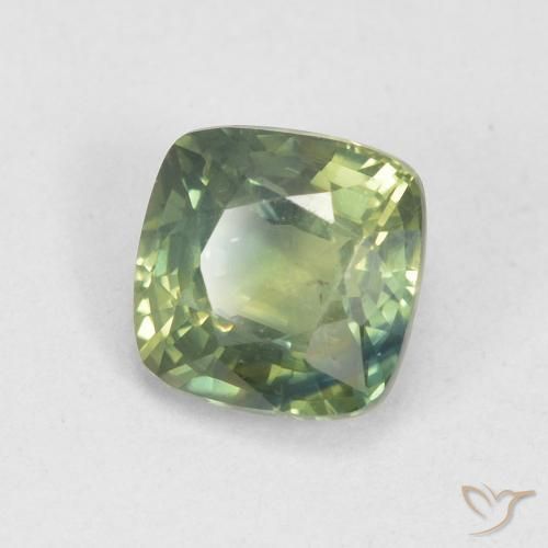 Zafiro Verde bosque claro natural de 1.13 ct, Forma Cojín, VS