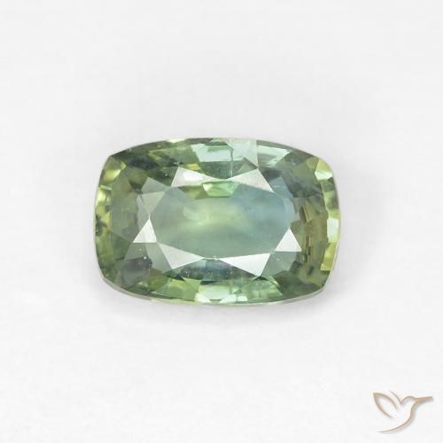 1.00ct Natural Verde claro Zafiro, Forma Cojín, VVS-VS