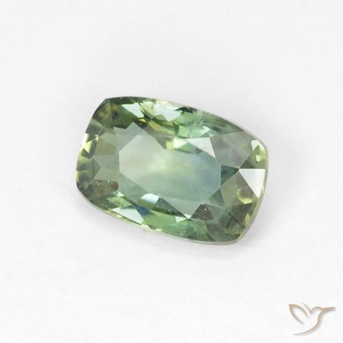 Zafiro Verde claro natural de 1.00 ct, Forma Cojín, VVS-VS