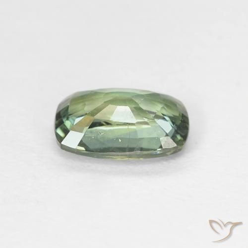 Zafiro Verde claro natural de 1.00 ct, Forma Cojín, VVS-VS