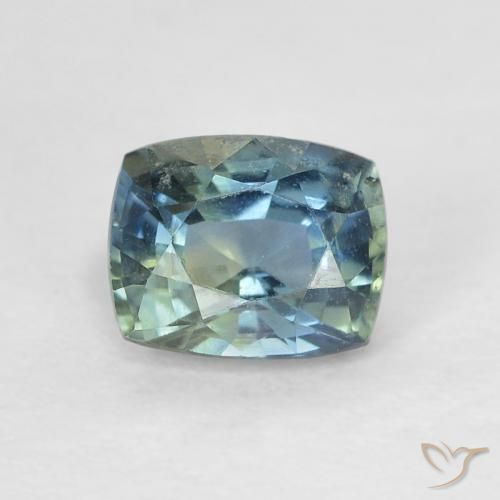 0.64ct Natural Azul verdoso Zafiro, Forma Cojín, VVS-VS