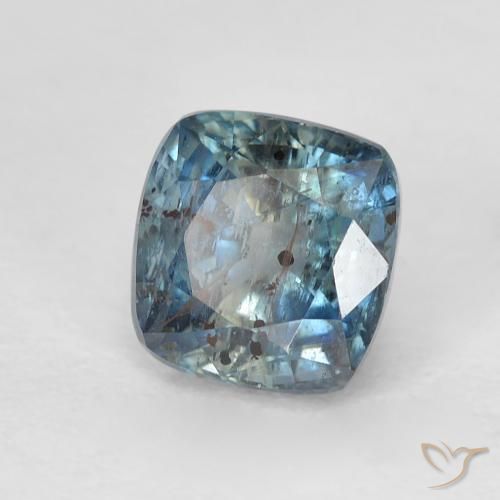 Zafiro Azul verdoso natural de 1.41 ct, Forma Cojín, VS-SI