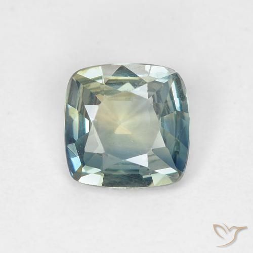 0.88ct Natural Azul verdoso Zafiro, Forma Cojín, VVS