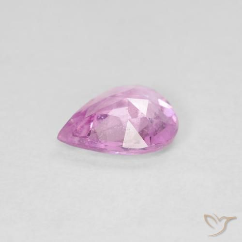 Zafiro Rosado púrpura real claro natural de 0.48 ct, En forma de pera, VS