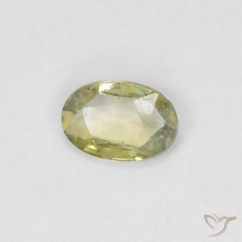 Zafiro Verde bosque cálido natural de 0.40 ct, Ovalada, VVS-VS
