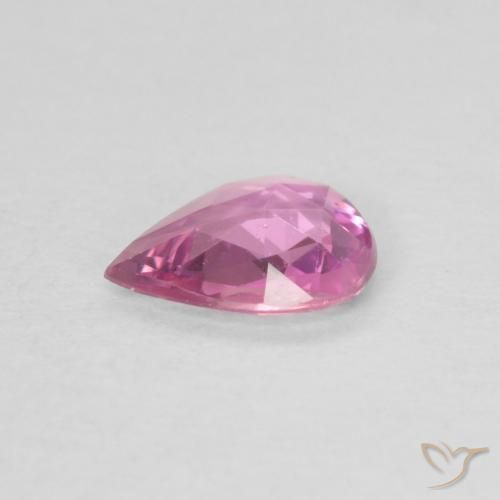 Zafiro Rosado intenso natural de 0.39 ct, En forma de pera, VVS