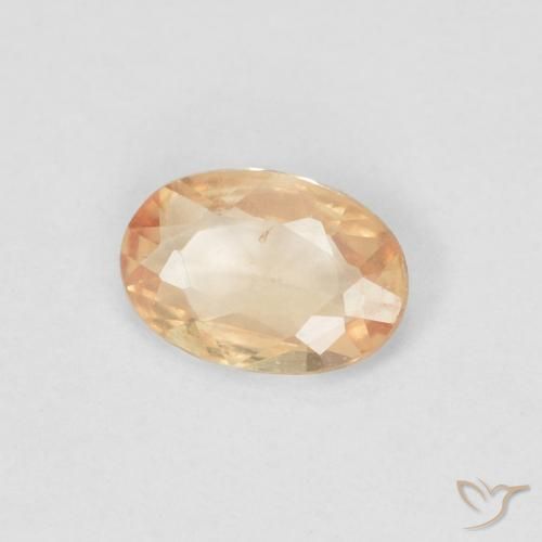 Zafiro Naranja durazno claro natural de 0.38 ct, Ovalada, VS