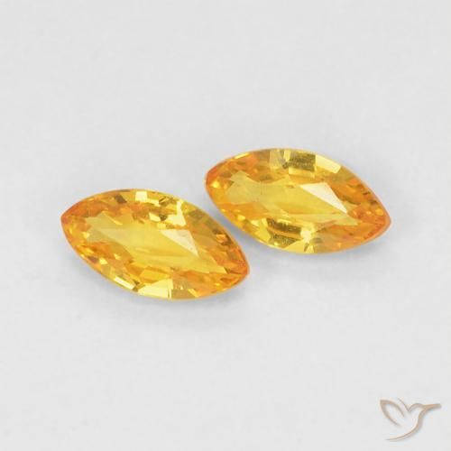 Gemas de Zafiro Dorado medio natural de 0.39 ct, Marquesa, VVS