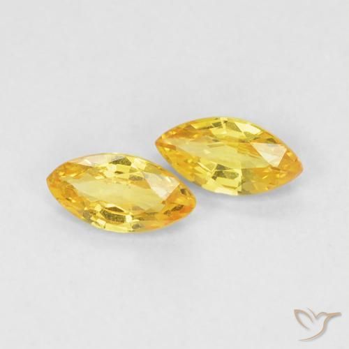 Gemas de Zafiro Amarillo miel natural de 0.36 ct, Marquesa, VVS