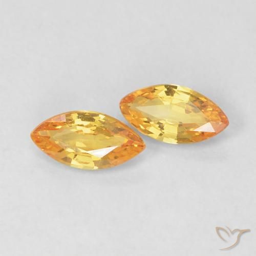 Gemas de Zafiro Dorado naranja oscuro natural de 0.36 ct, Marquesa, VVS