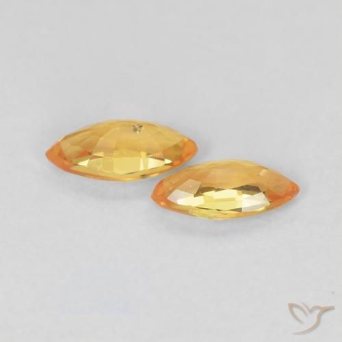 Gemas de Zafiro Dorado naranja oscuro natural de 0.36 ct, Marquesa, VVS