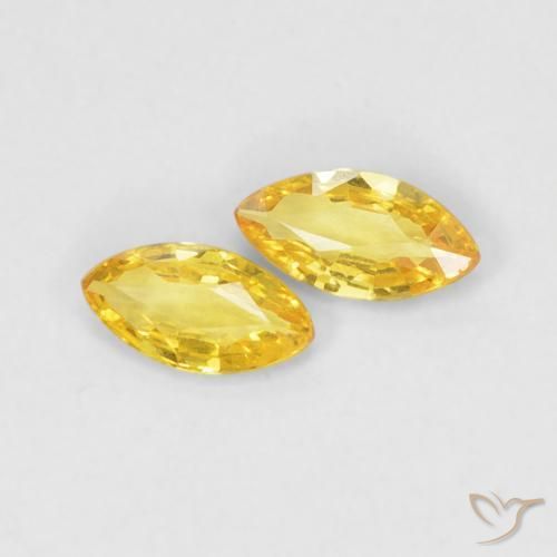 Gemas de Zafiro Amarillo medio natural de 0.33 ct, Marquesa, VVS