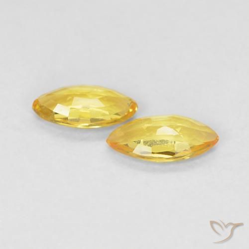Gemas de Zafiro Amarillo medio natural de 0.33 ct, Marquesa, VVS