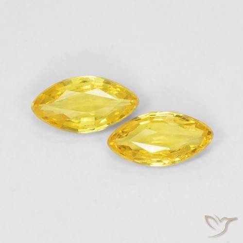 Gemas de Zafiro Amarillo medio natural de 0.33 ct, Marquesa, VVS