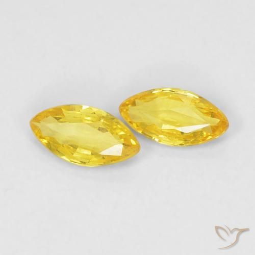 Gemas de Zafiro Amarillo medio natural de 0.33 ct, Marquesa, VVS