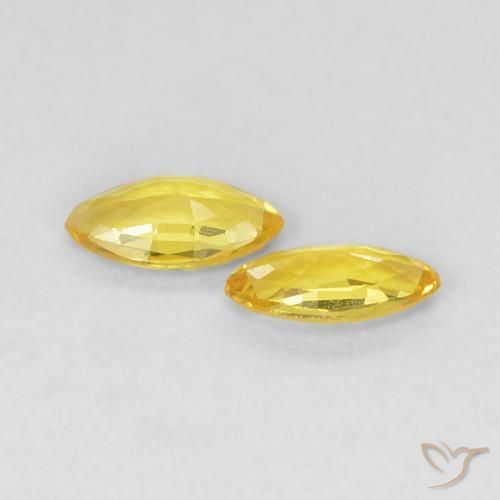Gemas de Zafiro Amarillo medio natural de 0.33 ct, Marquesa, VVS