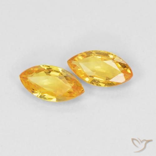 Gemas de Zafiro Dorado natural de 0.38 ct, Marquesa, VVS